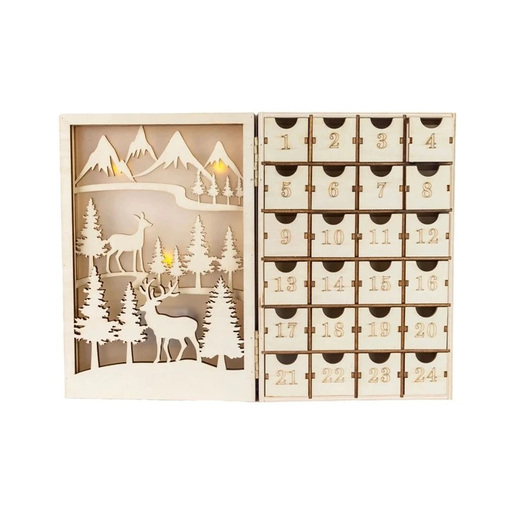 Wooden Christmas Advent Calendar Decoration